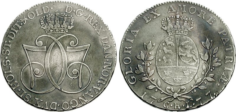 Spécialiste du Danemark, portant le double monogramme C7 de Christian VII