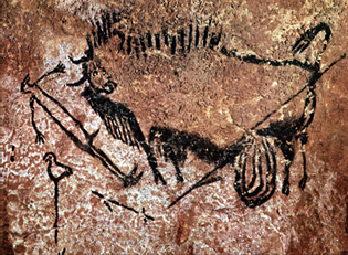 L'homme à tête d'oiseau vaincu de Lascaux