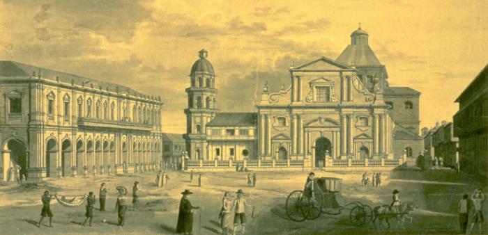 Cathédrale de Manille, d'après un tableau de 1792, à Intramuros, Manille, Philippines