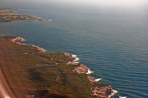 L'embouchure de Botany Bay à sa rencontre avec la mer de Tasman, vue du ciel, au-dessus de Kurnell