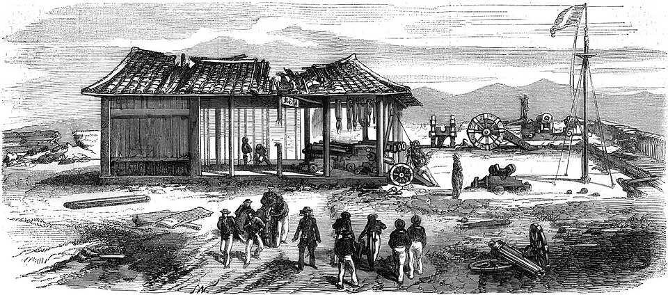 La citadelle de Điện Hải après le bombardement à 10 h le 2/9/1858, le dépôt de canons saisi par la marine française.
