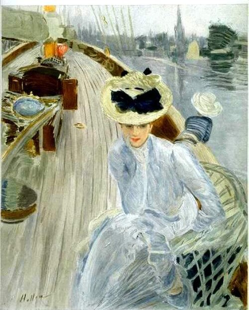 Peinture d'une femme rêvassant