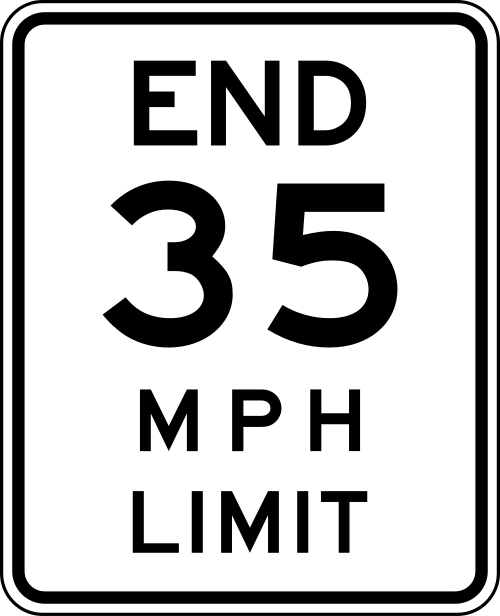 Limite de vitesse de fin 35 mph États-Unis