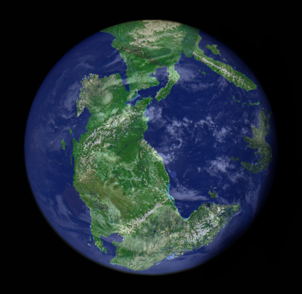 une vue du supercontinent Pangée se fragmentant