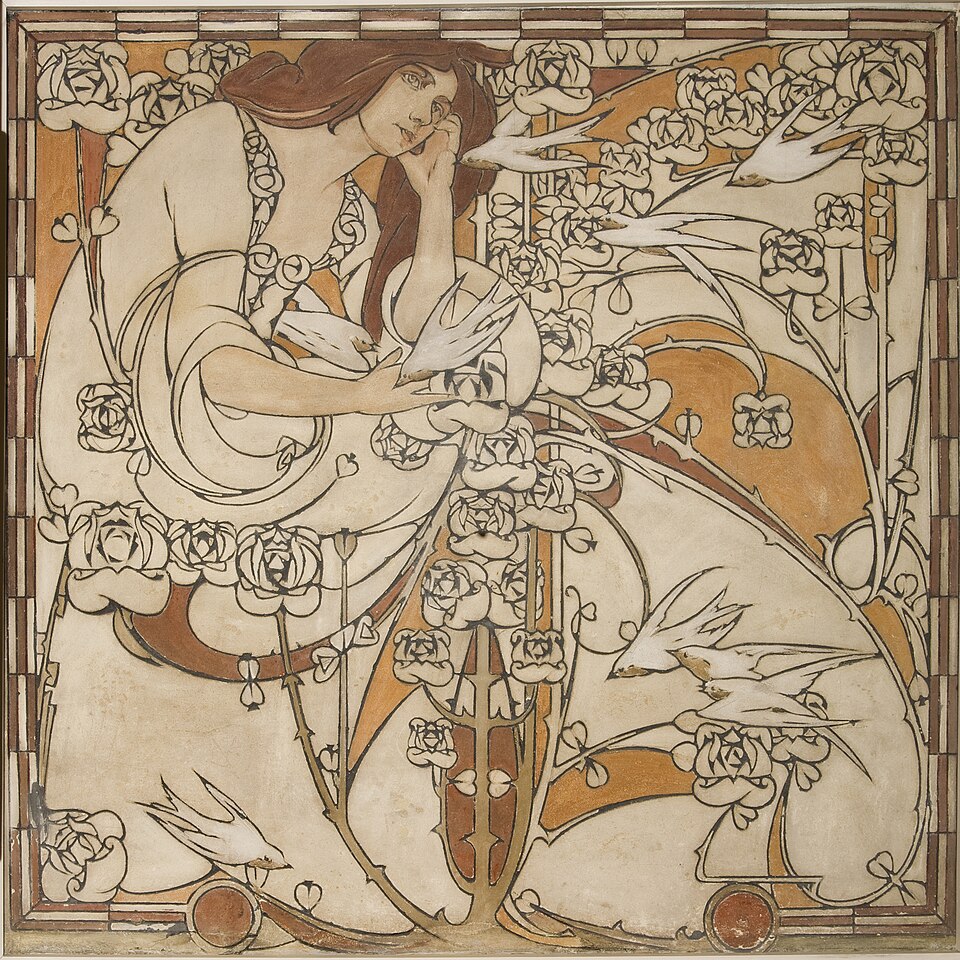 Panneau sgraffito dans la maison Cauchie