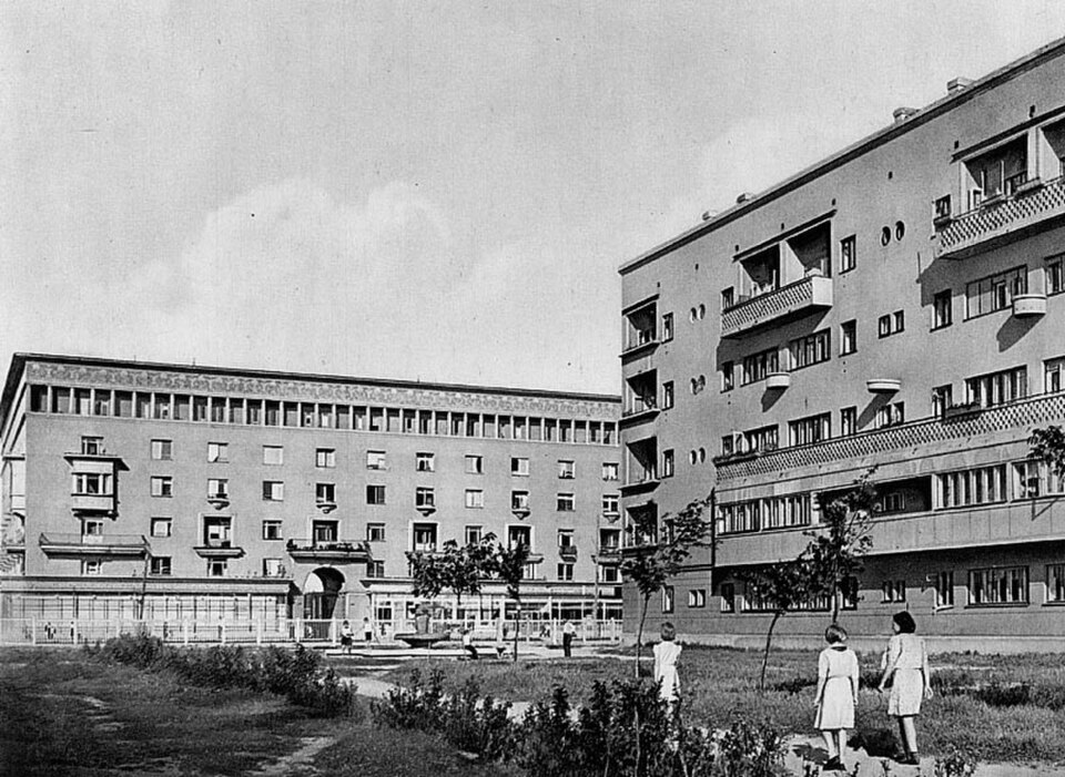 Logement Schosse Entuziastov par Guryev-Gurevich et Zaltsmann, 1935-1936