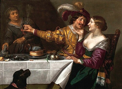 Chez l'entremetteuse, par Jan van Bijlert, deuxième quart du XVIIe siècle