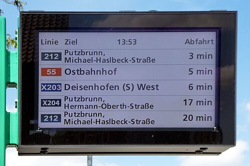 Un horaire de bus électronique en Allemagne