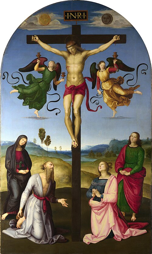 La Crucifixion de Mond, 1502–03, dans le style du Pérugin (National Gallery)