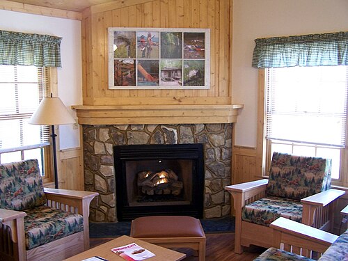 A gas-powered fireplace