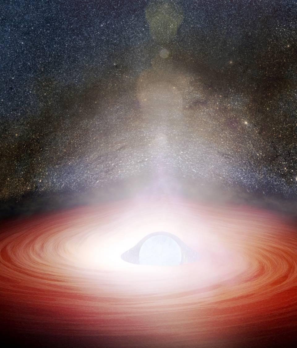 Impression d'artiste d'une étoile à neutrons qui courbe la lumière