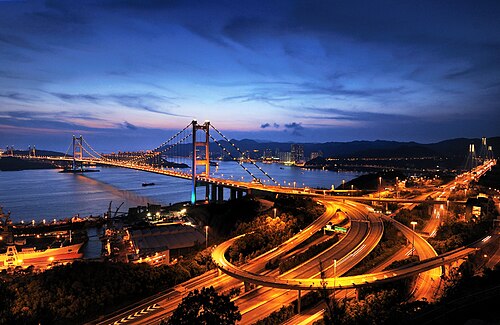 Échangeur de Tsing Yi Nord-Ouest près du pont Tsing Ma (Lantau Link)