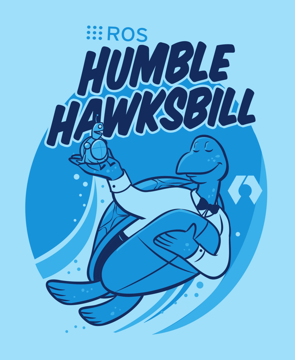 L'affiche de sortie de ROS 2 Humble Hawksbill.