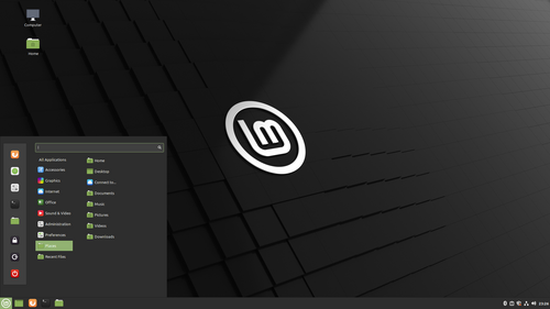 Linux Mint Cinnamon avec mentheMenu ouvert