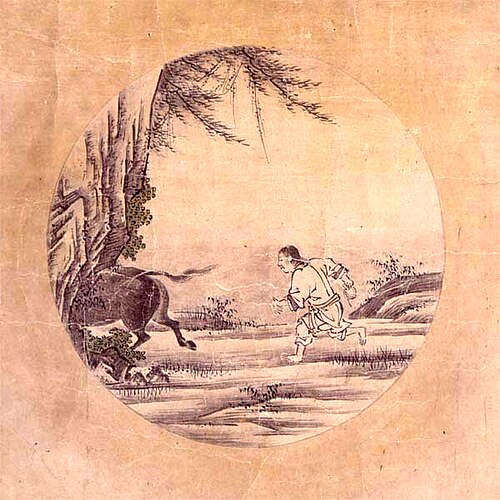 3. En apercevant le taureau, j'entends le chant du rossignol. Le soleil est chaud, le vent est doux, les saules sont verts le long du rivage - Ici, aucun bœuf ne peut se cacher ! Quel artiste peut dessiner cette tête massive, ces cornes majestueuses ? [web 8]