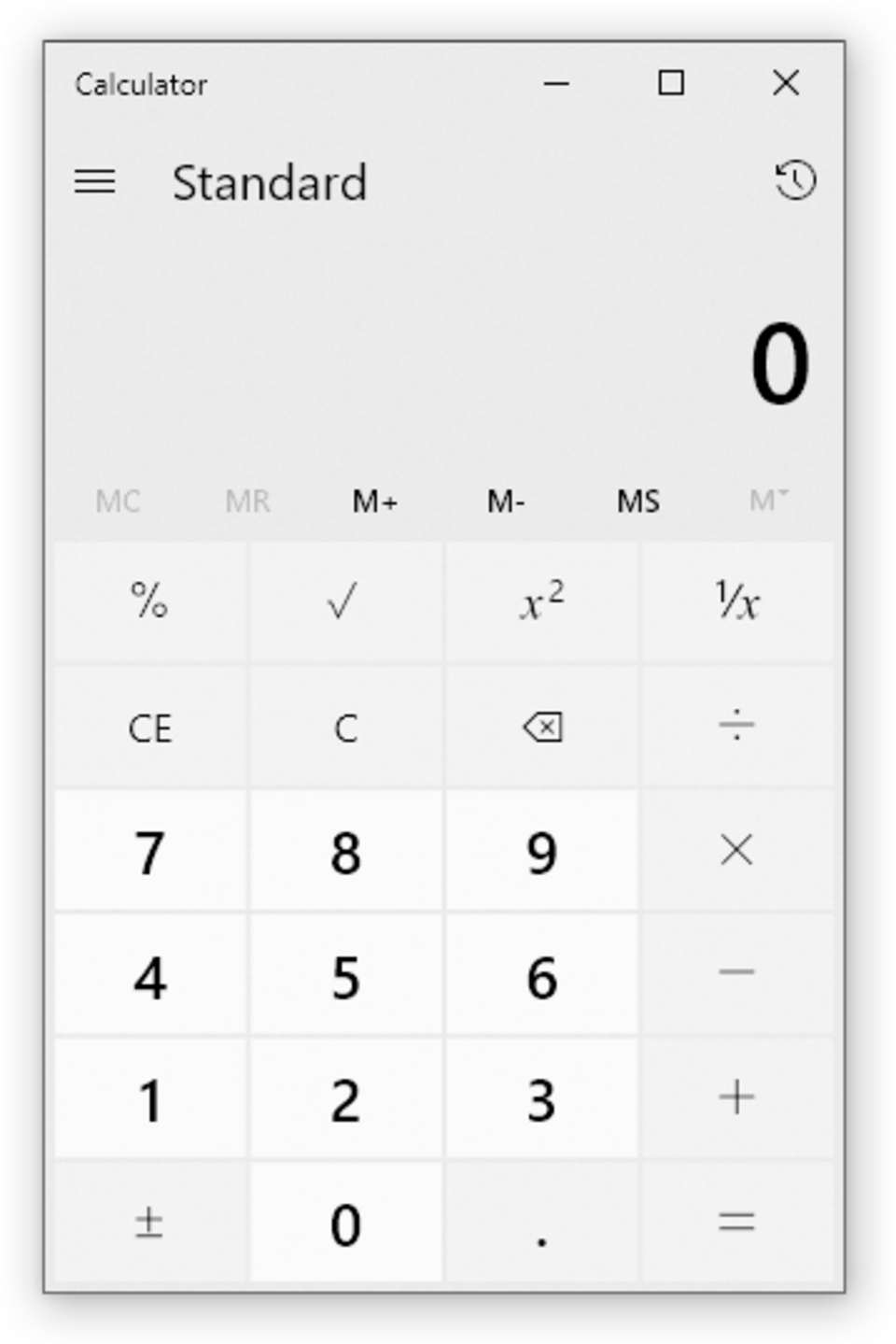 Calculatrice de l'interface utilisateur moderne de Windows 10