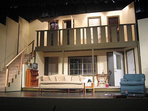 Décor tournant contemporain pour la pièce Noises Off