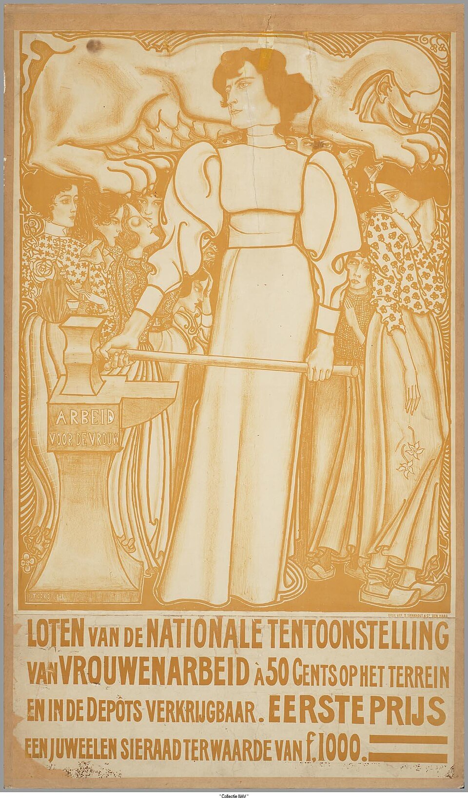 Affiche pour les billets de loterie du Tentoonstelling van Vrouwenarbeid, La Haye (1898)