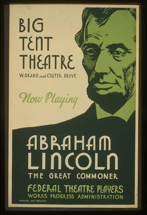 Affiche WPA de 1936 pour la présentation du projet de théâtre fédéral