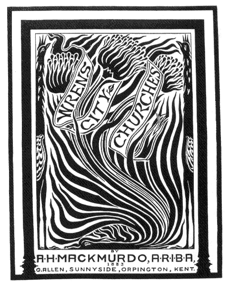 Conception de la couverture par Arthur Mackmurdo pour un livre sur Christopher Wren (1883)