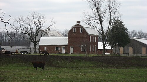 Maison Wilson-Lenox dans le comté de Shelby, Ohio, États-Unis. Construite en 1816, c'est un exemple de l'architecture coloniale hollandaise.