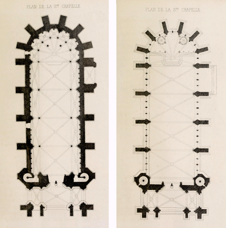 Plan de la chapelle inférieure (devant) et de la chapelle supérieure (à droite)