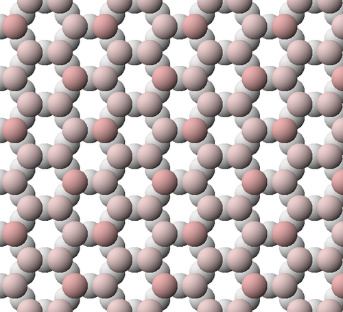 Vue de la structure de la feuille tétraédrique (T) de la kaolinite