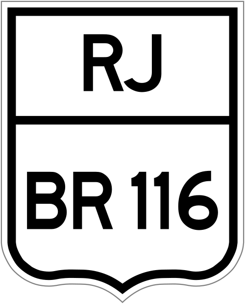 Le bouclier de l'autoroute fédérale BR-116 tel qu'il apparaît dans l'État de Rio de Janeiro