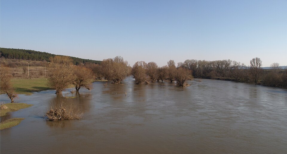 Crue printanière de la rivière Maritsa à Harmanli