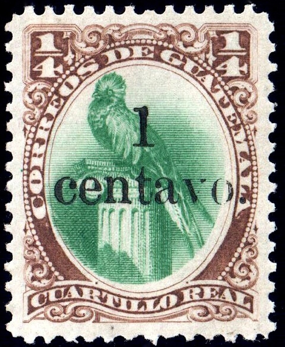 Guatemala 1881 : Surtaxe de 1 centavo sur 1/4 de real