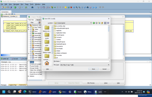 Enregistrer un fichier ddl dans Oracle SQL Developer