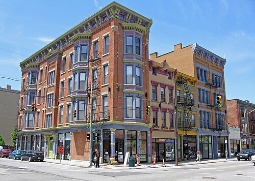 Série de maisons de style italien à Over-The-Rhine, Cincinnati, Ohio.