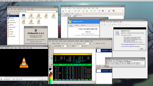 Gestionnaire de fenêtres WindowLab version 1.4 fonctionnant sur Debian 11 Bullseye