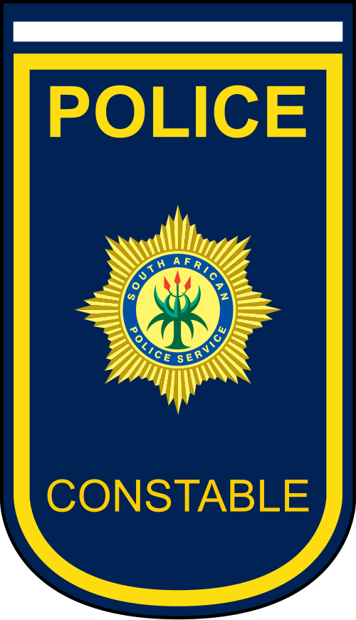 Le grade de gendarme du service de police sud-africain.