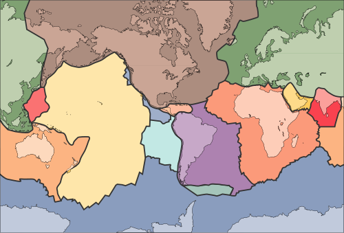 Carte des plaques tectoniques de la Terre