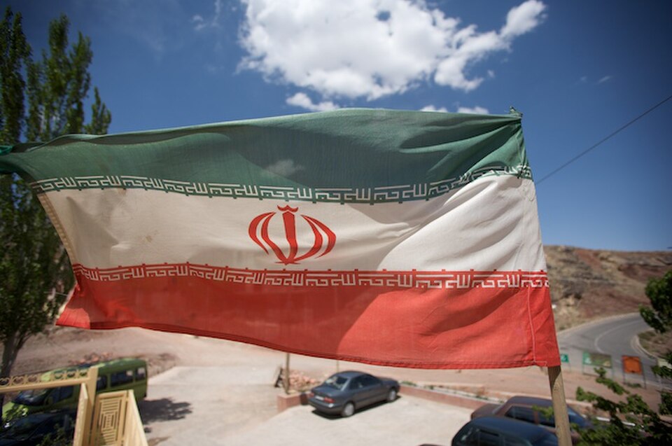 Drapeau à Abyaneh, province d'Ispahan