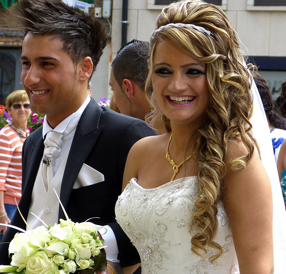 Assyrian bride and groom during a wedding celebration