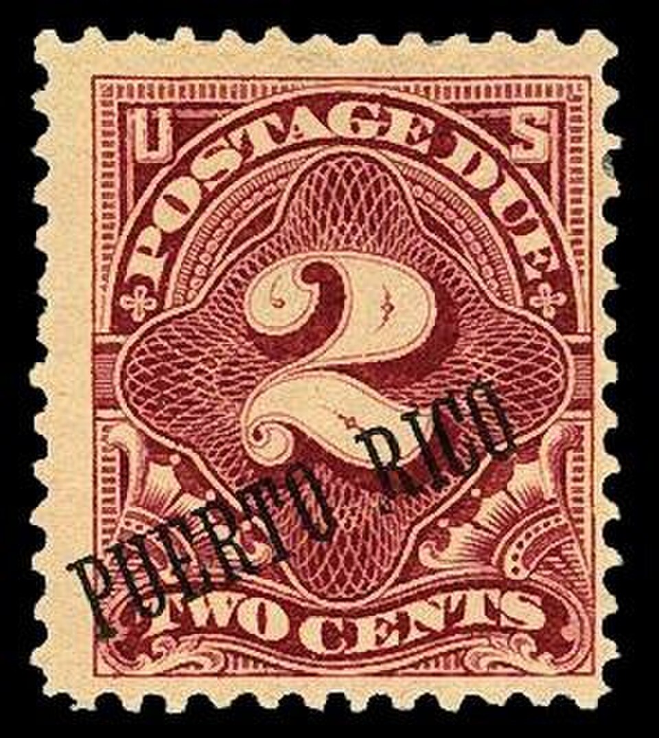 États-Unis, 1899 : timbre-taxe surchargé pour usage à Porto Rico