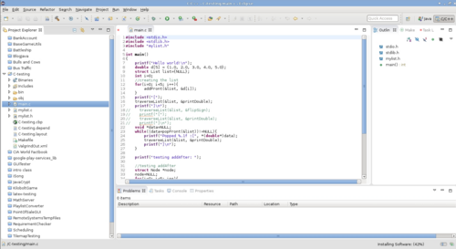 L'IDE Eclipse avec un exemple de code