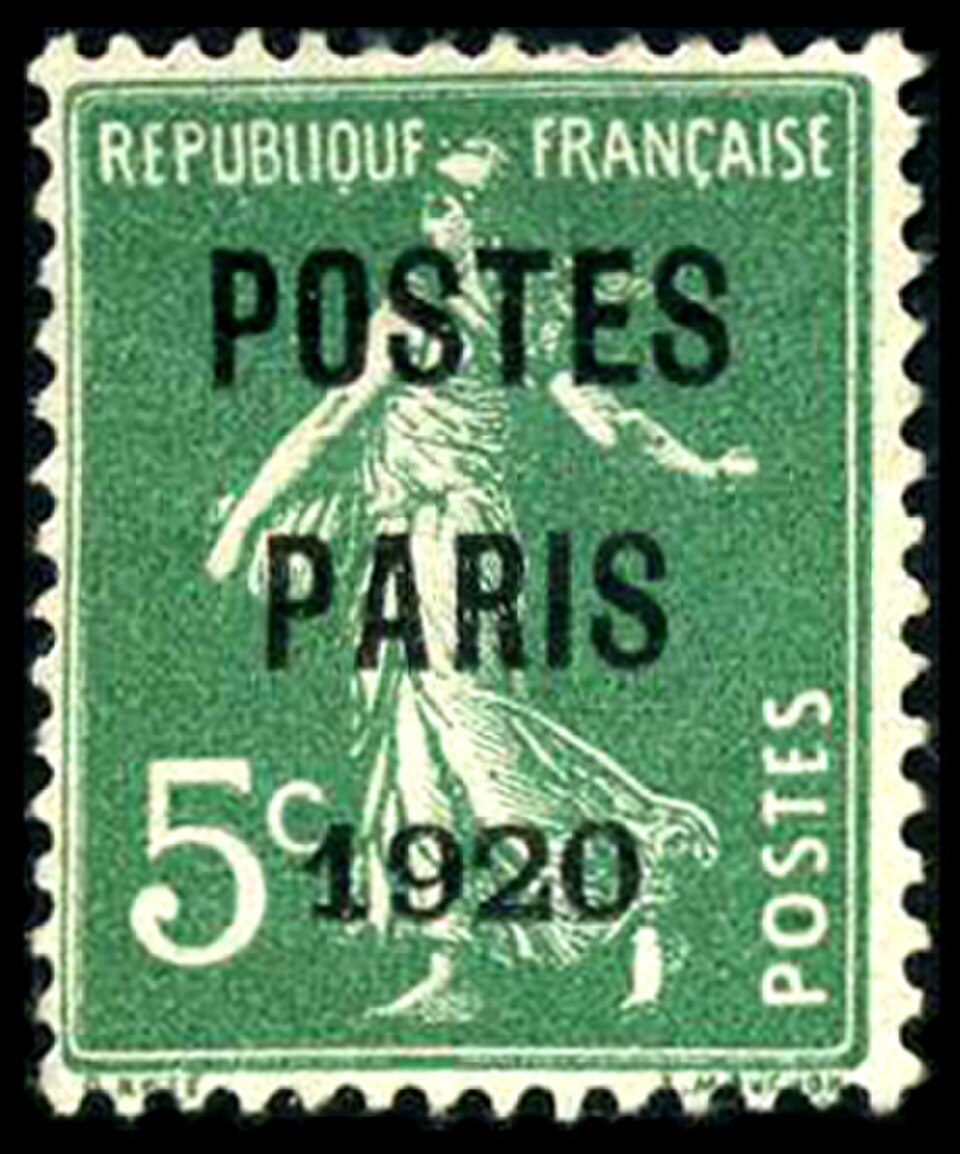 France, 1920 : Timbres pré-oblitérés en gros, marqués pour Paris