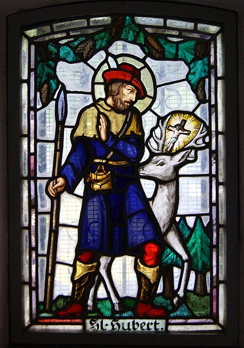 Vitrail avec Saint Hubert du Vorarlberg, Autriche.