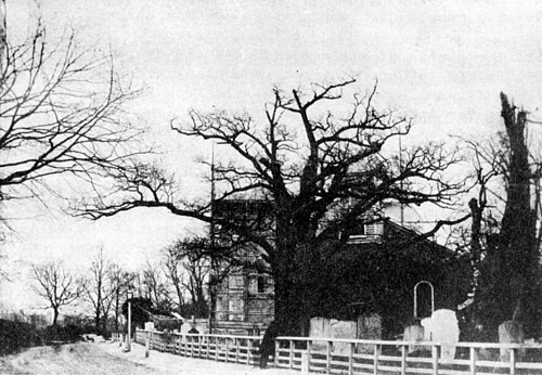 La chapelle Weld (à droite) en 1862, lors de la construction de Christ Church.