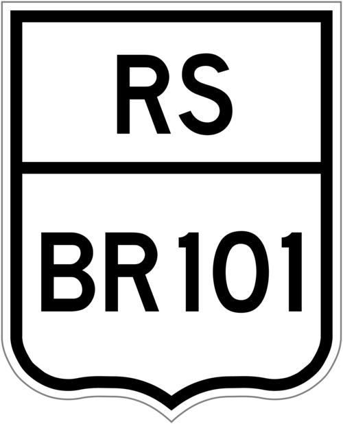 Le bouclier de l'autoroute fédérale BR-101 tel qu'il apparaît dans l'État de Rio Grande do Sul