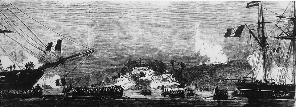L'alliance franco-espagnole débarqua sur la rivière Hàn, à Đà Nẵng, dans la matinée, le 9/02/1858