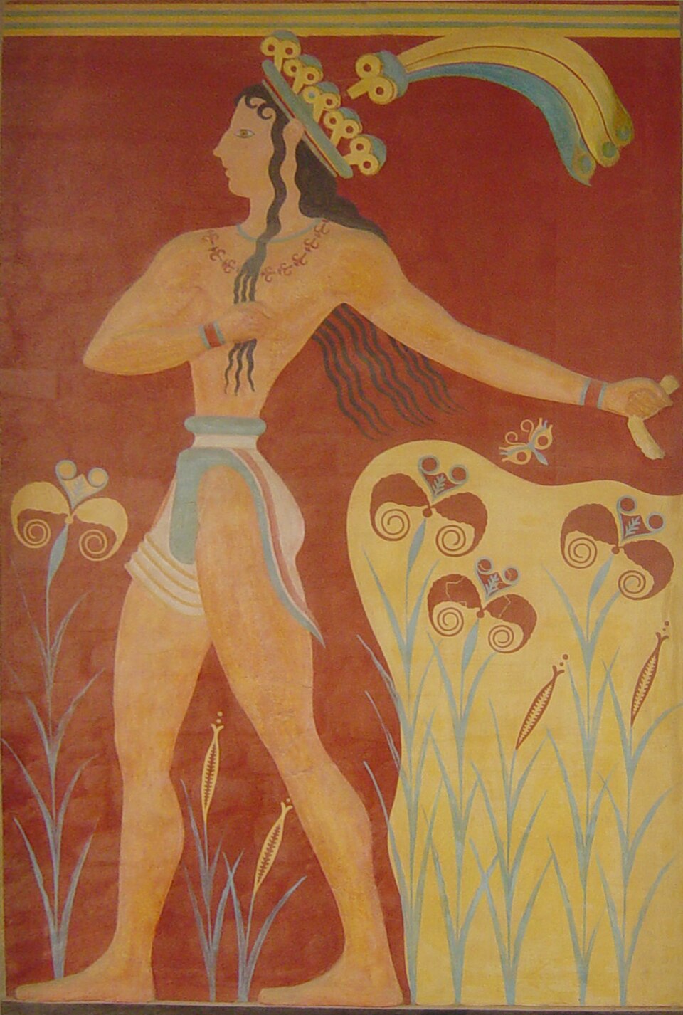 Le Prince des Lys, provenant du palais de Minos de l'âge du bronze à Knossos en Crète