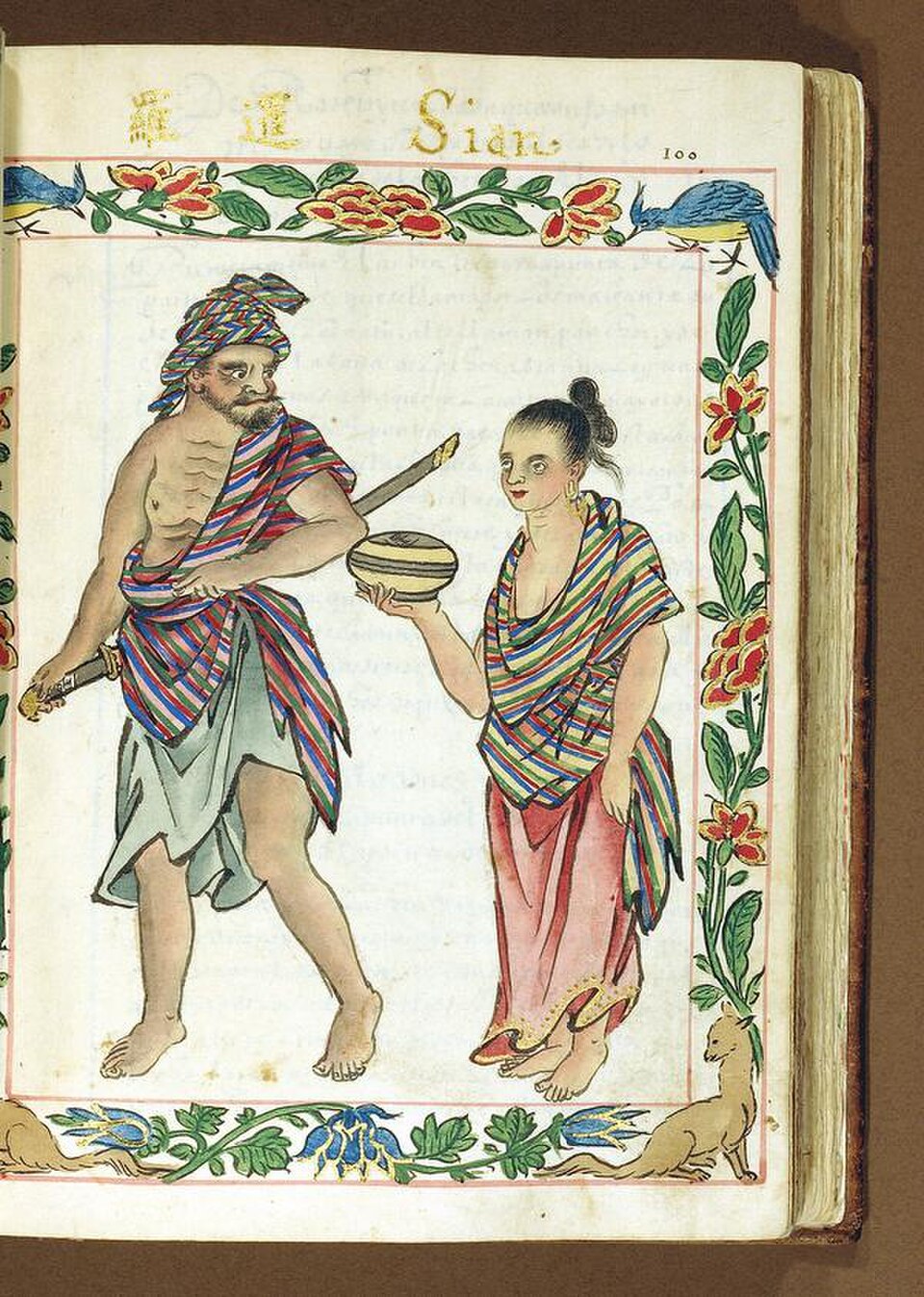 Guerrier siamois (thaïlandais) avec sa femme originaire du Siam (Thaïlande)
