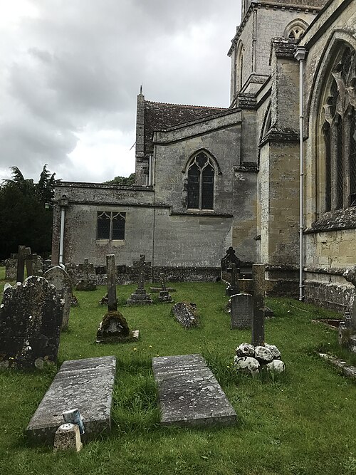 Tombes de John Lockwood Kipling et Alice Kipling, église Saint-Jean-Baptiste, Tisbury, Wiltshire, Angleterre.