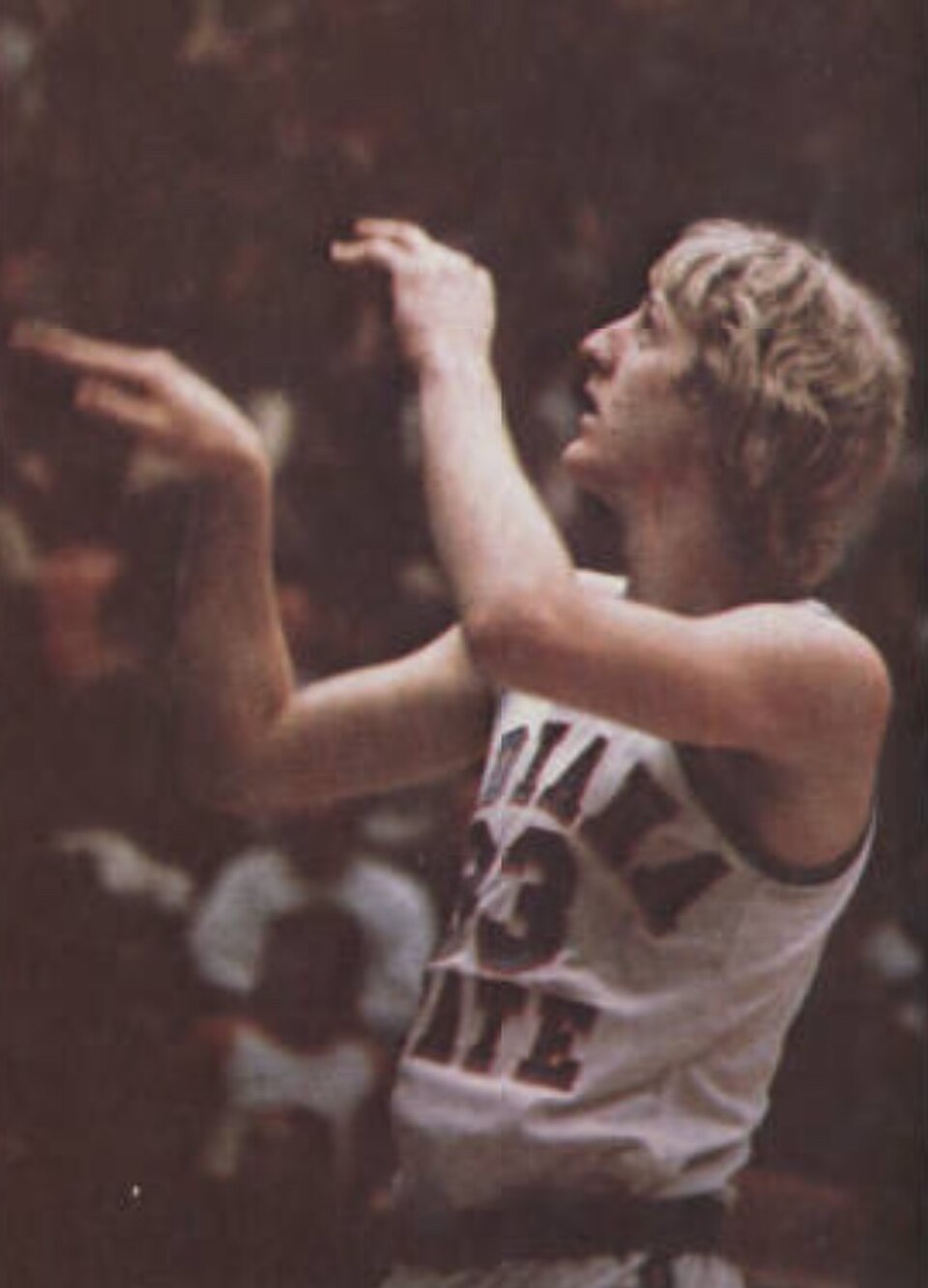 Oiseau en tenue de basket-ball, venant de tirer une balle
