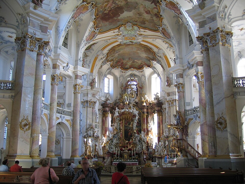 Intérieur de la basilique des Quatorze Saints Auxiliaires par Balthasar Neumann (1743–1772)