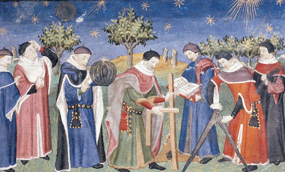 Image d'étudiants utilisant la géométrie pour étudier l'astronomie.